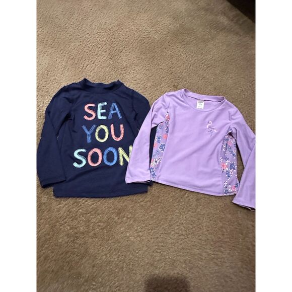 Bundle - Girl Long Sleeve Swim Rash Guard Tops -Cat & Jack/OshKosh Bgosh Size 3T - Picture 1 of 8